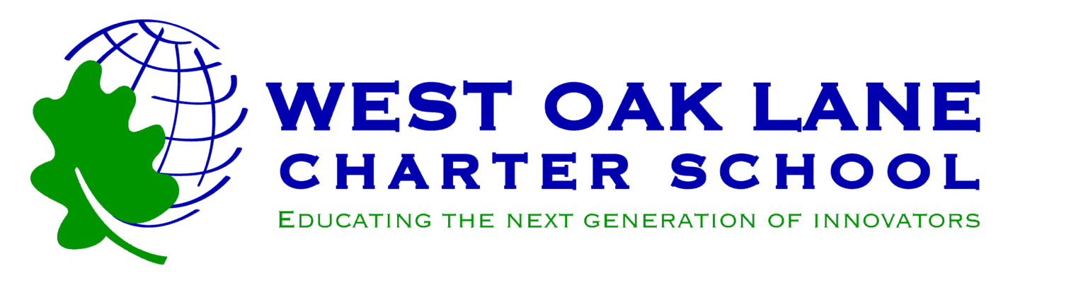 West Oak Lane Charter School building and logo for education and community.