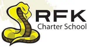 Logo for RFK Charter School featuring a coiled yellow snake with a raised head next to the bold RFK Charter School text, reflecting modern social media trends in school branding.