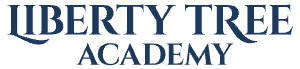 Logo for Liberty Tree Academy, with the school name in bold, dark blue, serif capital letters on a transparent background—ideal for use in public relations and across social media trends.