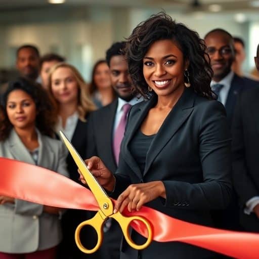 Golden scisorrs at a ribbon cutting event