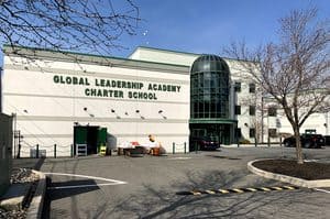 Exterior view of Global Leadership Academy Charter School in daylight.
