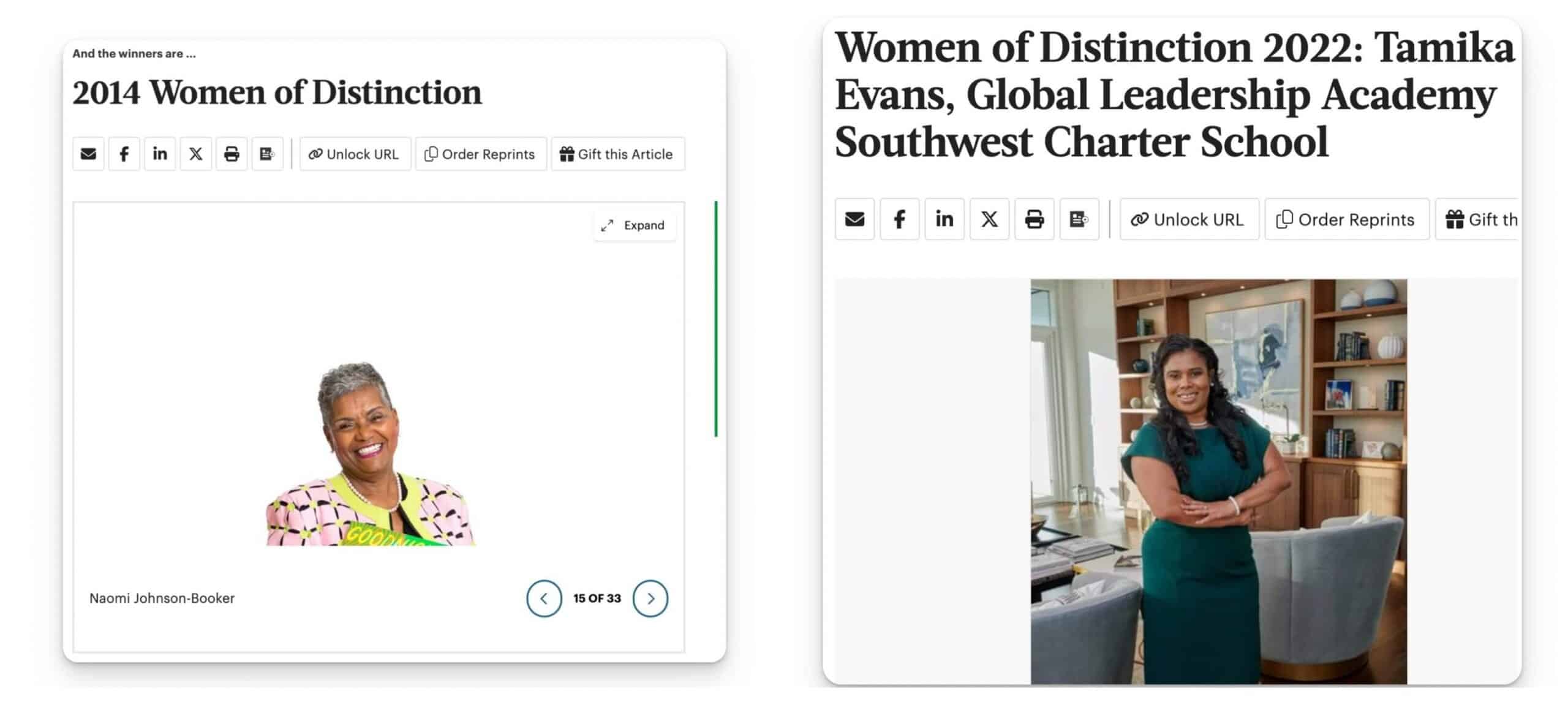 Tamika Evans, Woman of Distinction 2022 at Southwest Charter School.