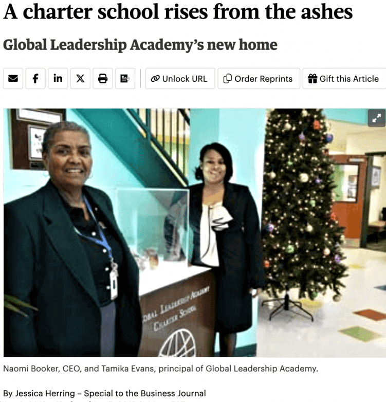 Naomi Booker and Tamika Evans at the new Global Leadership Academy charter school.
