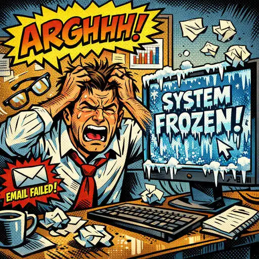 a man is yelling because his cold emails will not go through